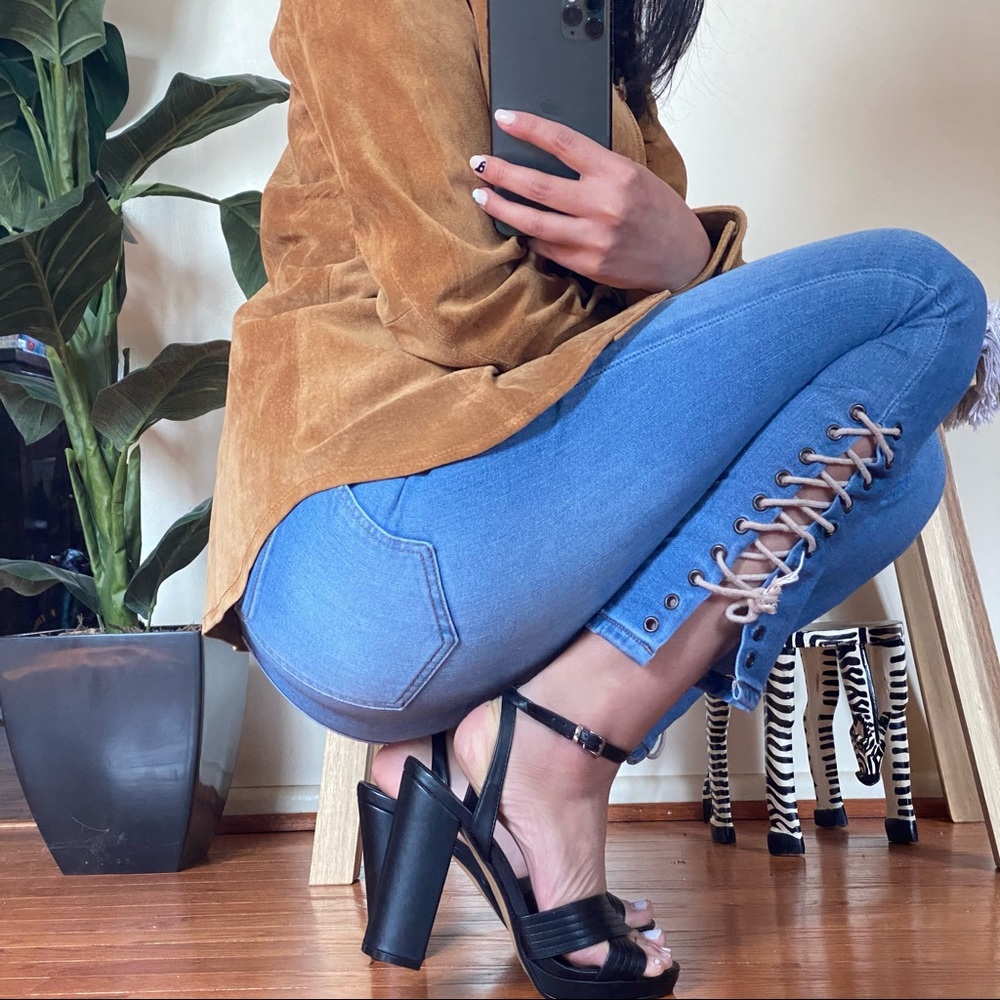 Vintage lace straight jeans